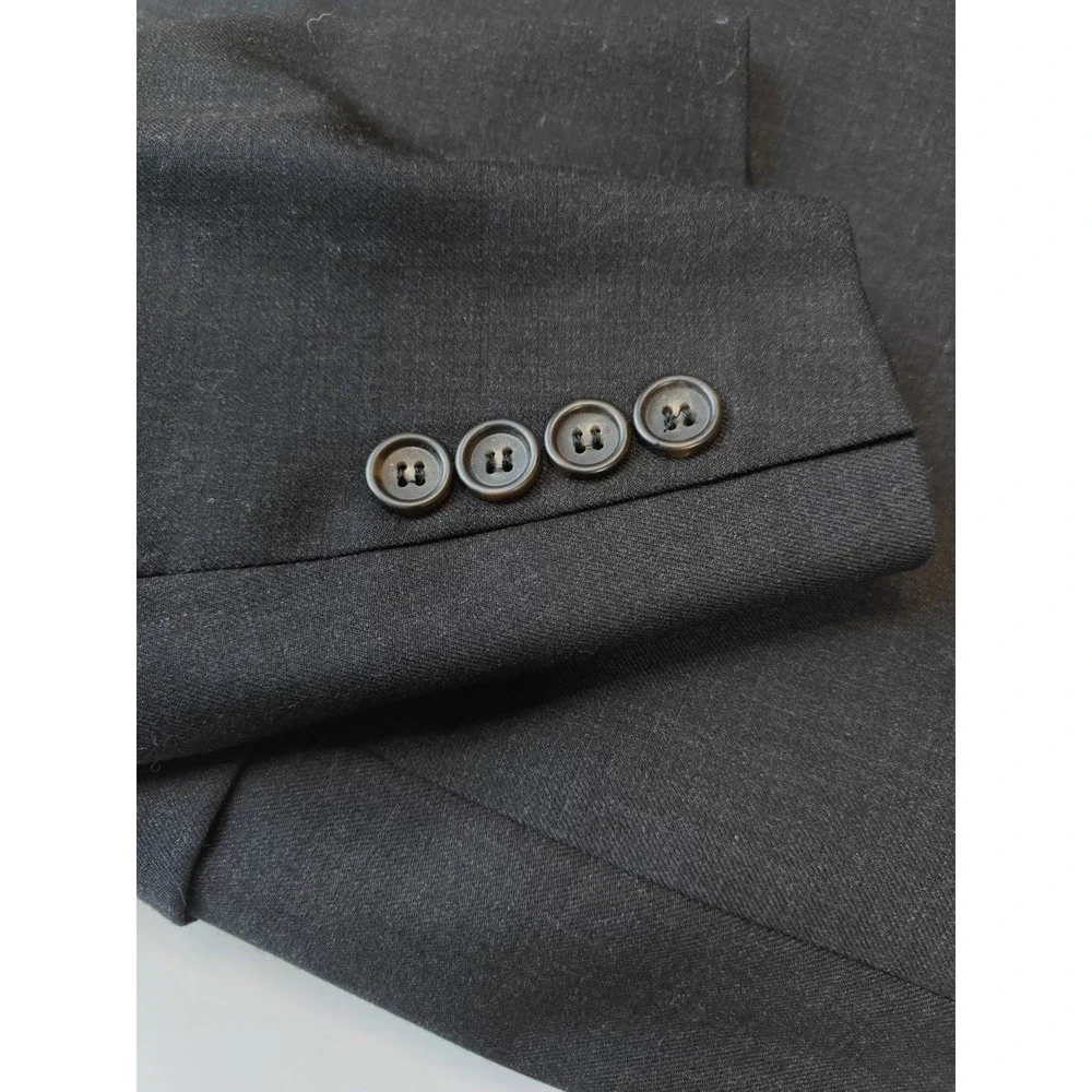 Hart Schaffner Marx Mens Wool Sports Coat 42L Charcoal Black USA Made S601